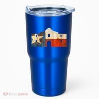 Texas Alamo Wrapped In A Rustic Texas Flag Tumbler thumb 0