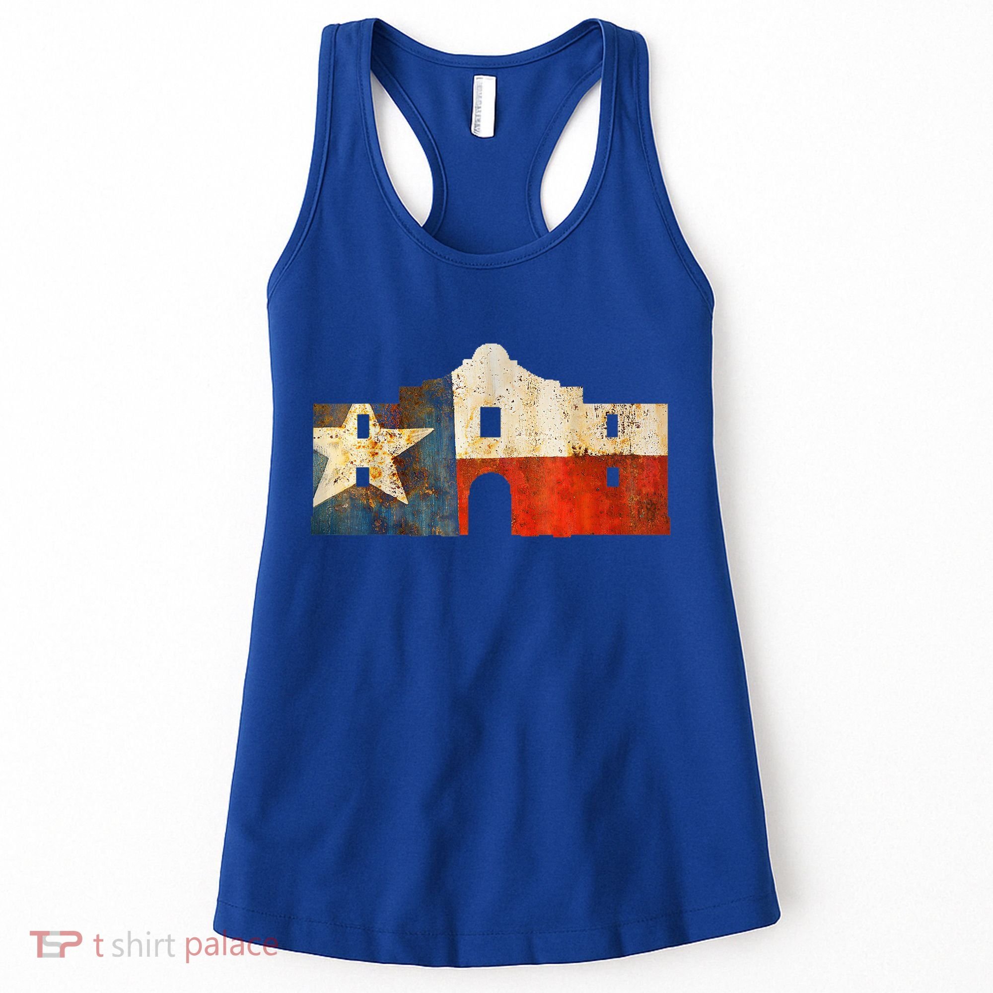 Texas Alamo Wrapped In A Rustic Texas Flag Women's Tank Top