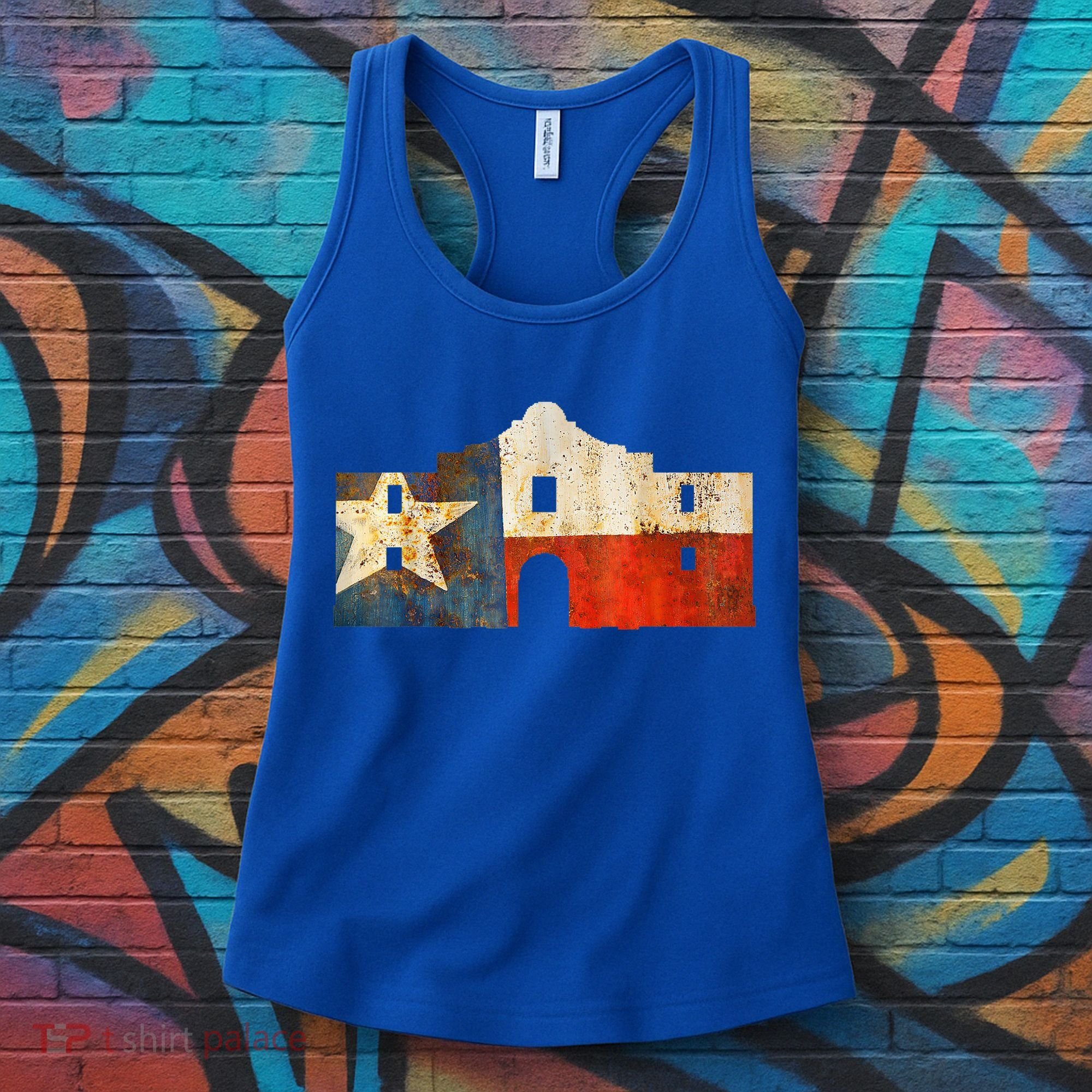 Texas Alamo Wrapped In A Rustic Texas Flag Women's Tank Top
