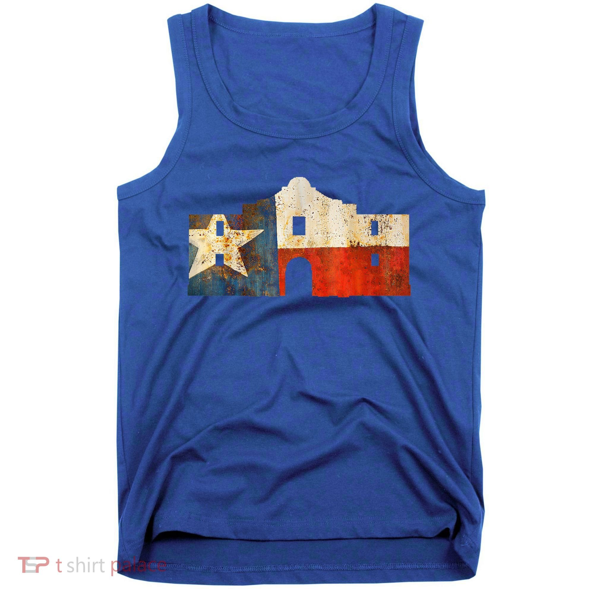 Texas Alamo Wrapped In A Rustic Texas Flag Tank Top