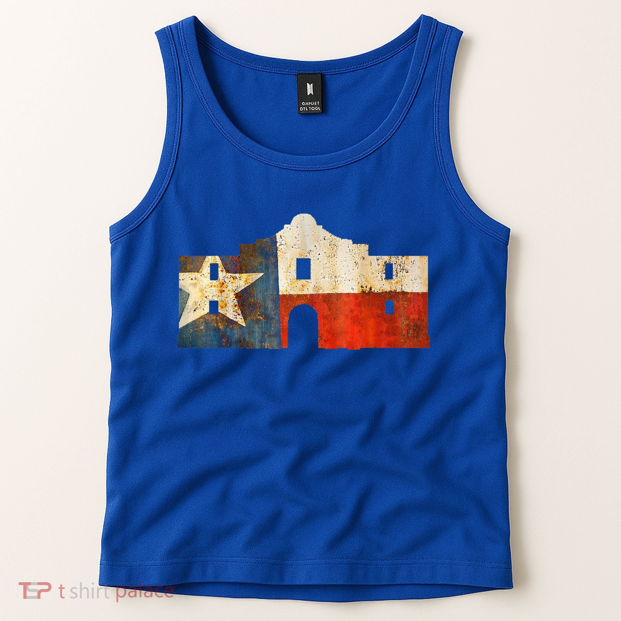 Texas Alamo Wrapped In A Rustic Texas Flag Tank Top