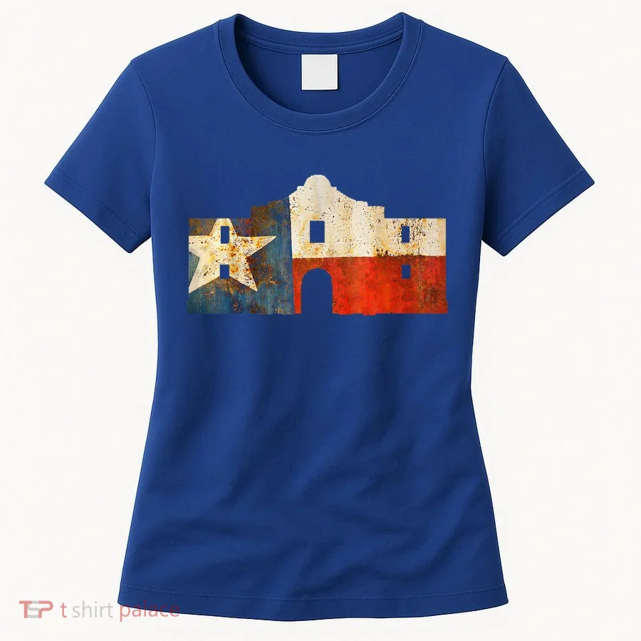Texas Alamo Wrapped In A Rustic Texas Flag Women's T-Shirt