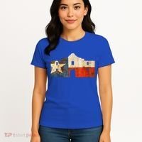 Texas Alamo Wrapped In A Rustic Texas Flag Women's T-Shirt thumb 4