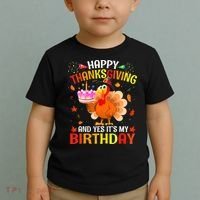 Thanksgiving And Yes It's My Birthday Cute Turkey Toddler T-Shirt thumb 2