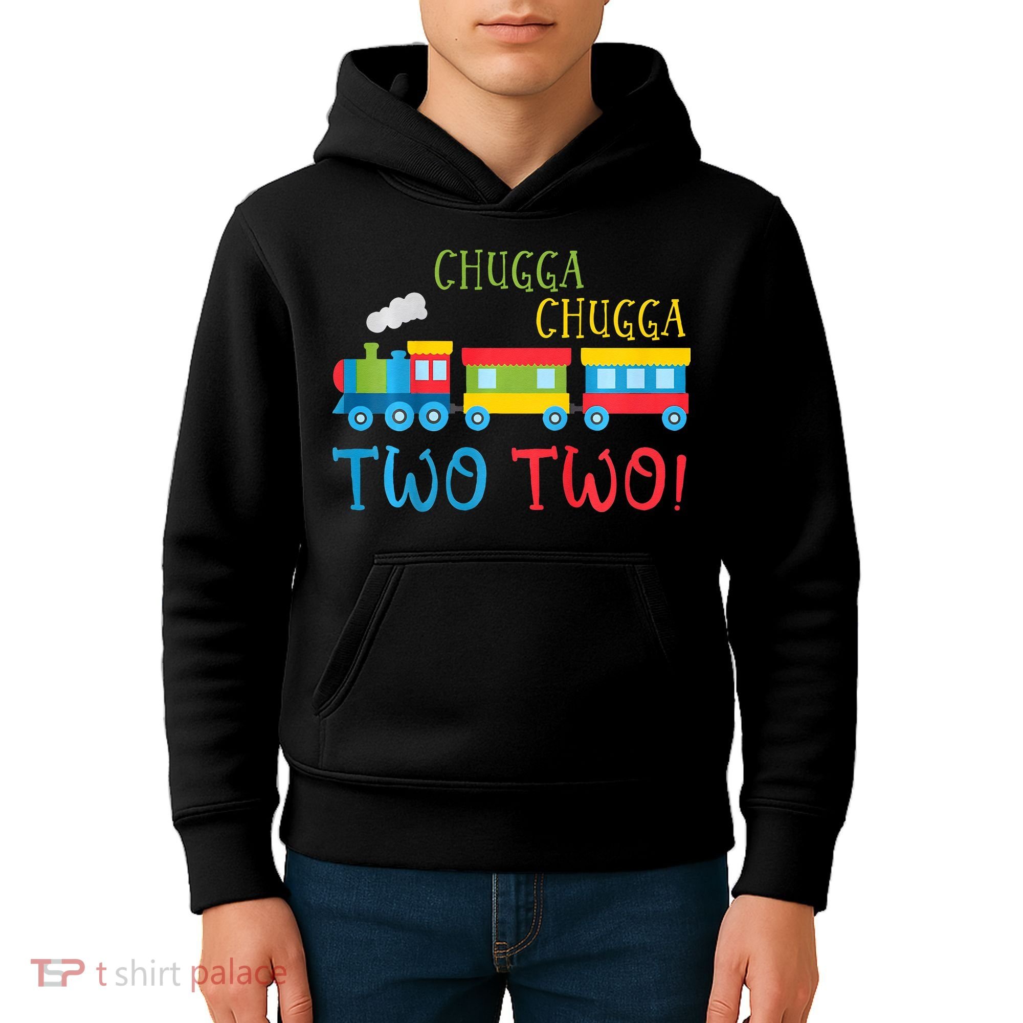 Train Birthday 2nd Choo Choo I'm Two 2 Year Old Kids Hoodie