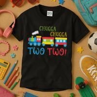 Train Birthday 2nd Choo Choo I'm Two 2 Year Old Kids T-Shirt thumb 3