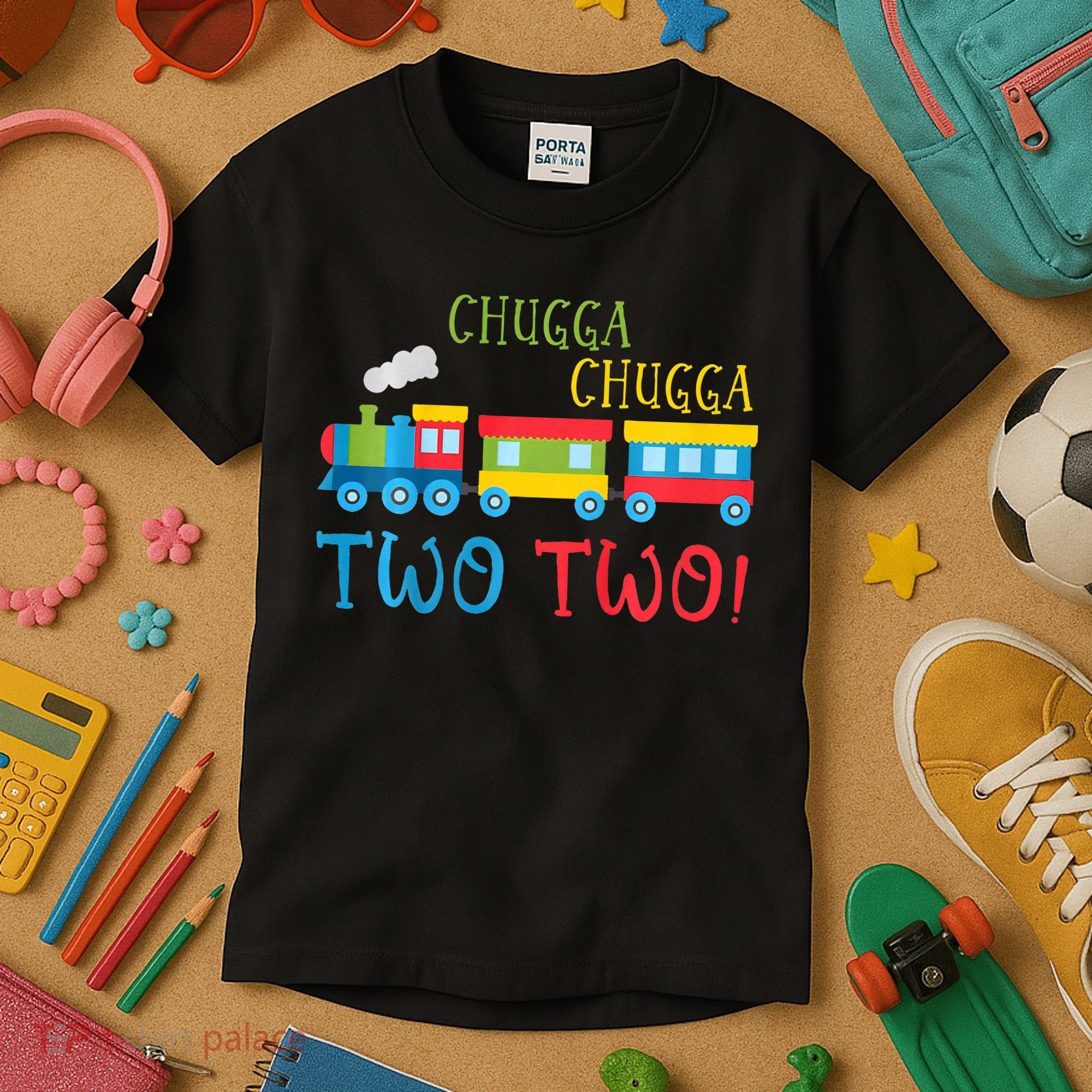Train Birthday 2nd Choo Choo I'm Two 2 Year Old Kids T-Shirt