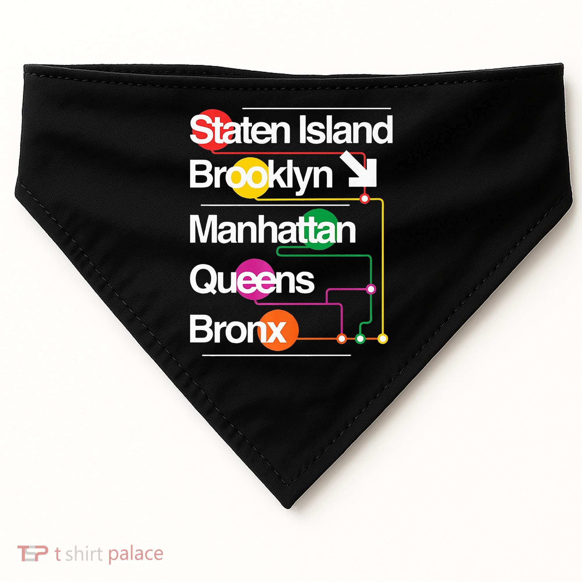 The Big Apple New York City Five Boroughs Nyc S.U.B.W.A.Y Map USA-Made Doggie Bandana
