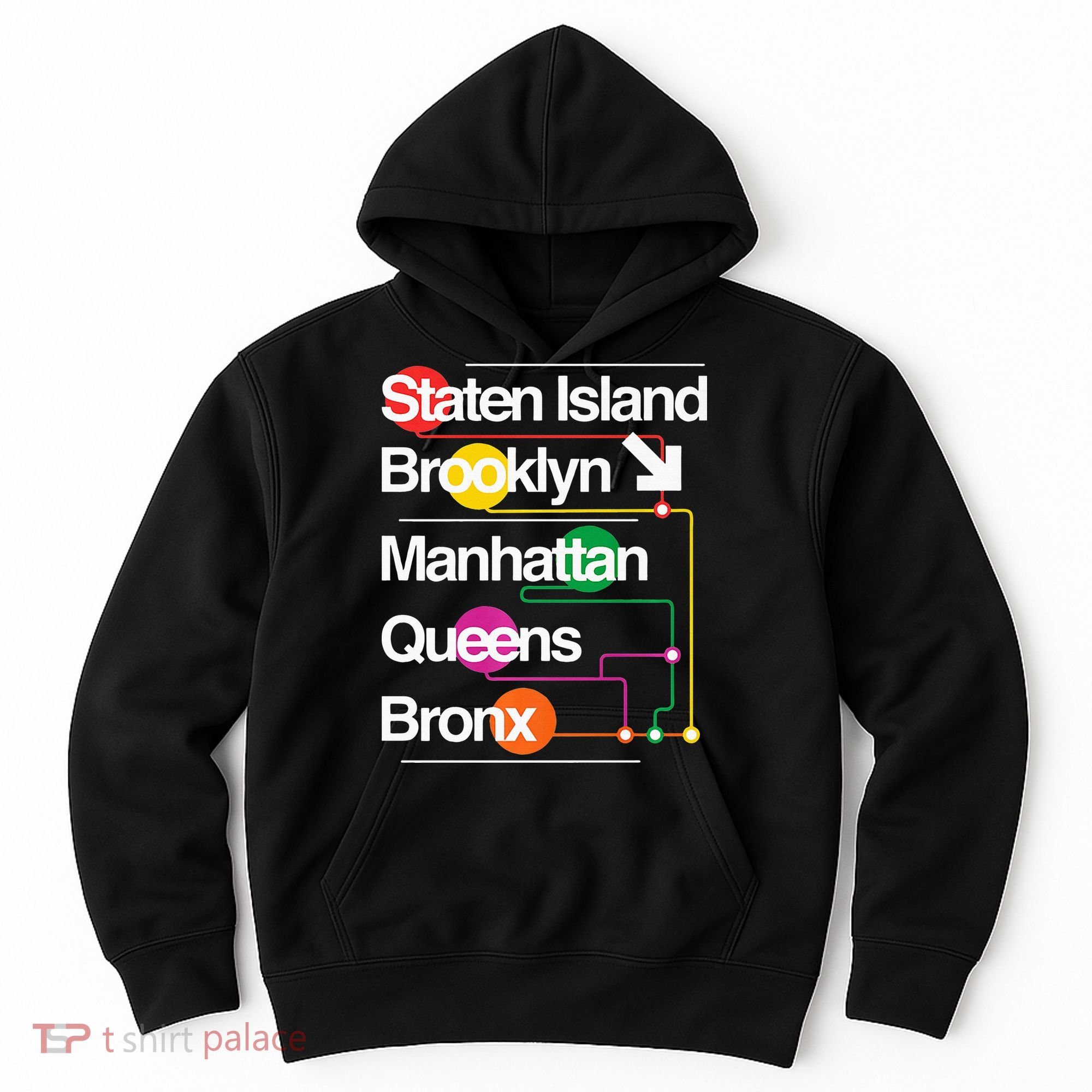 The Big Apple New York City Five Boroughs Nyc S.U.B.W.A.Y Map Hoodie