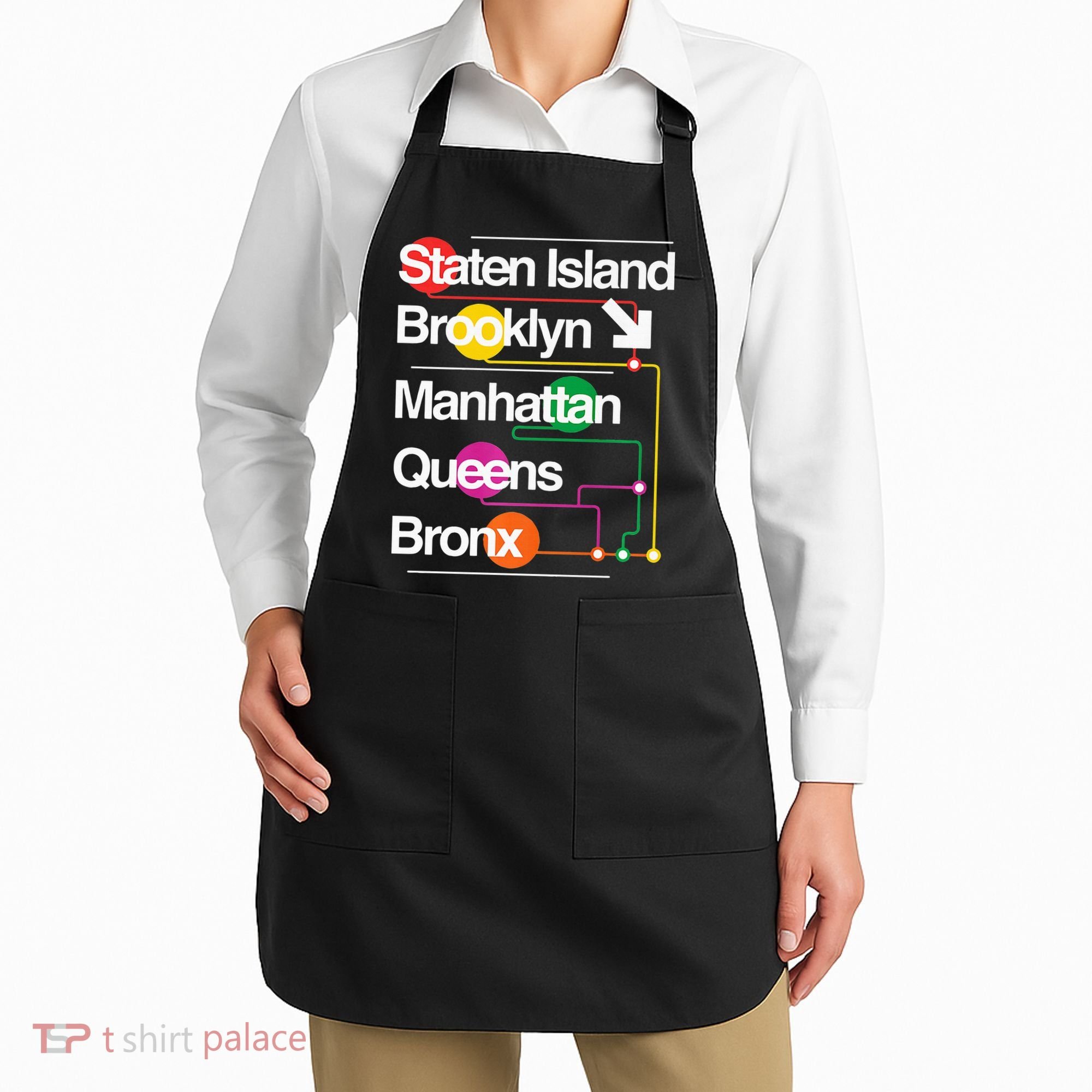 The Big Apple New York City Five Boroughs Nyc S.U.B.W.A.Y Map Apron
