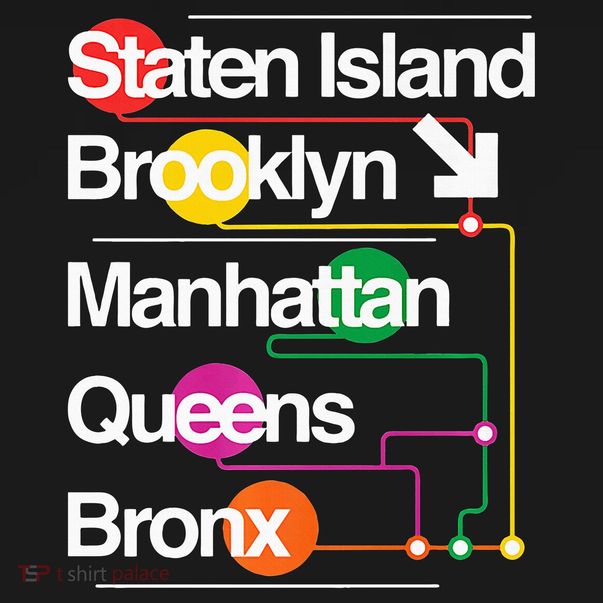 The Big Apple New York City Five Boroughs Nyc S.U.B.W.A.Y Map T-Shirt