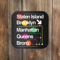 The Big Apple New York City Five Boroughs Nyc S.U.B.W.A.Y Map Coaster thumb 0