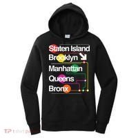 The Big Apple New York City Five Boroughs Nyc S.U.B.W.A.Y Map Women's Hoodie thumb 0