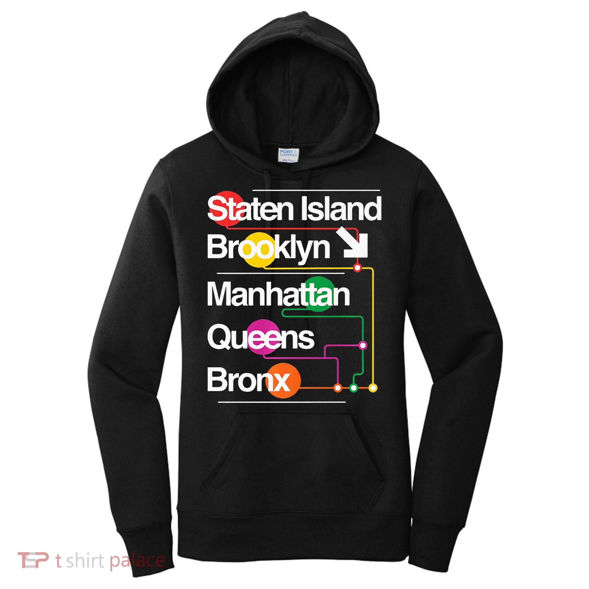 The Big Apple New York City Five Boroughs Nyc S.U.B.W.A.Y Map Women's Hoodie