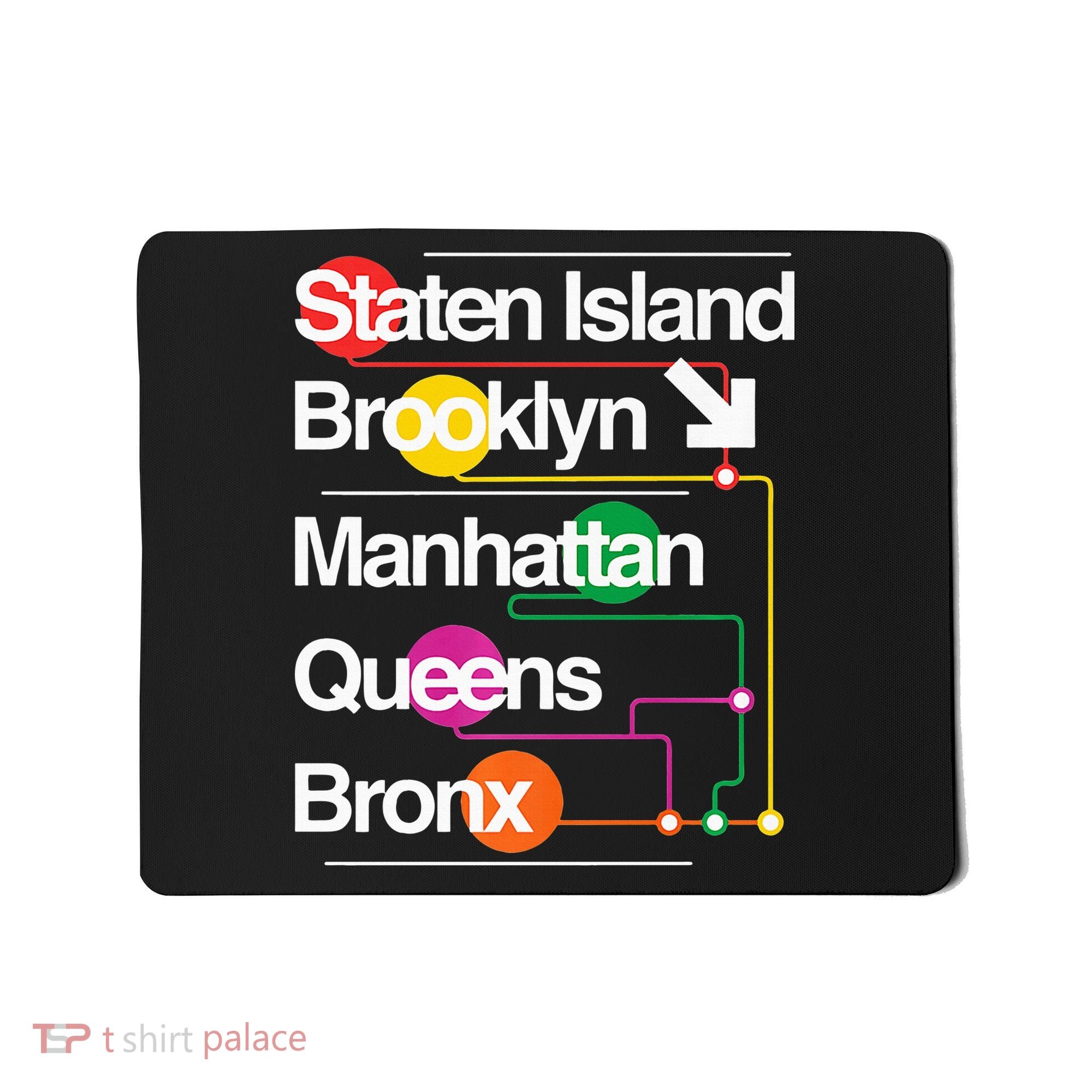 The Big Apple New York City Five Boroughs Nyc S.U.B.W.A.Y Map Mousepad