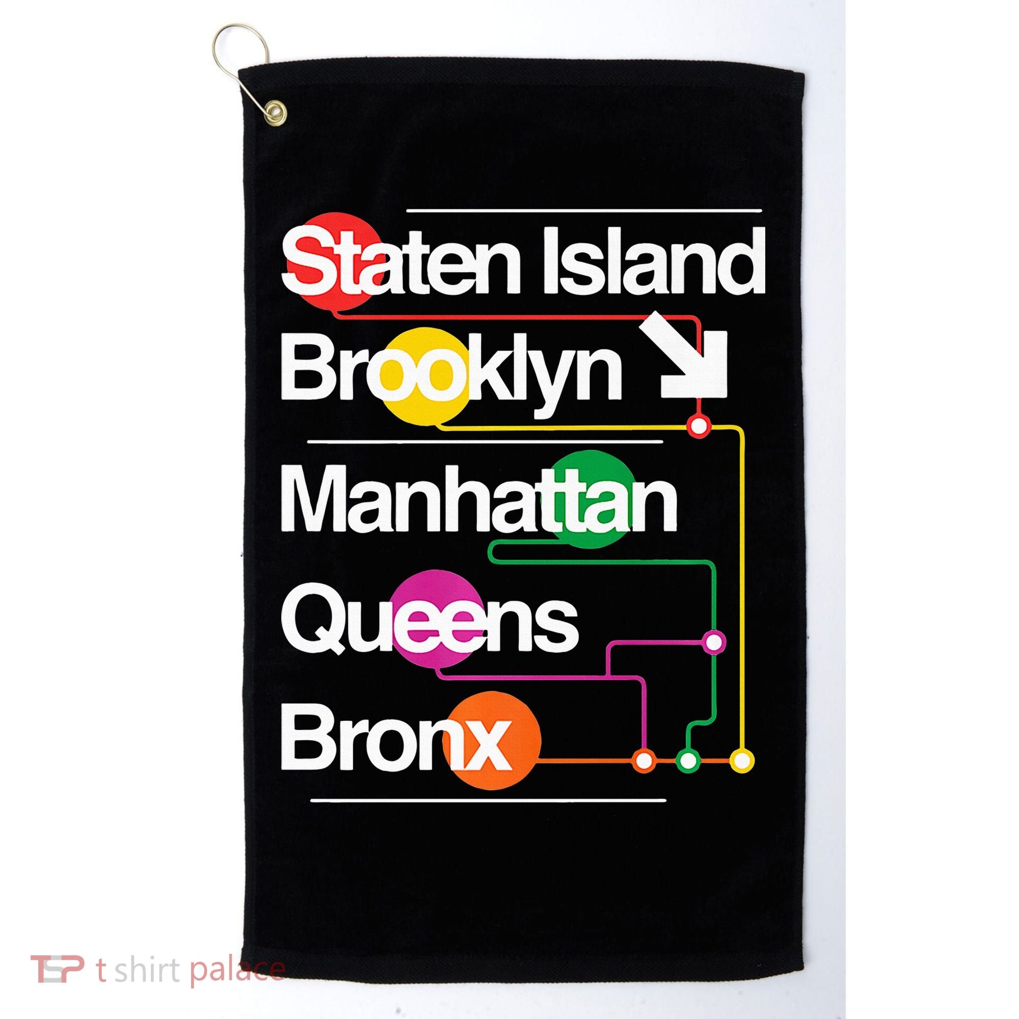 The Big Apple New York City Five Boroughs Nyc S.U.B.W.A.Y Map Golf Towel