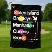 The Big Apple New York City Five Boroughs Nyc S.U.B.W.A.Y Map Golf Towel thumb 1