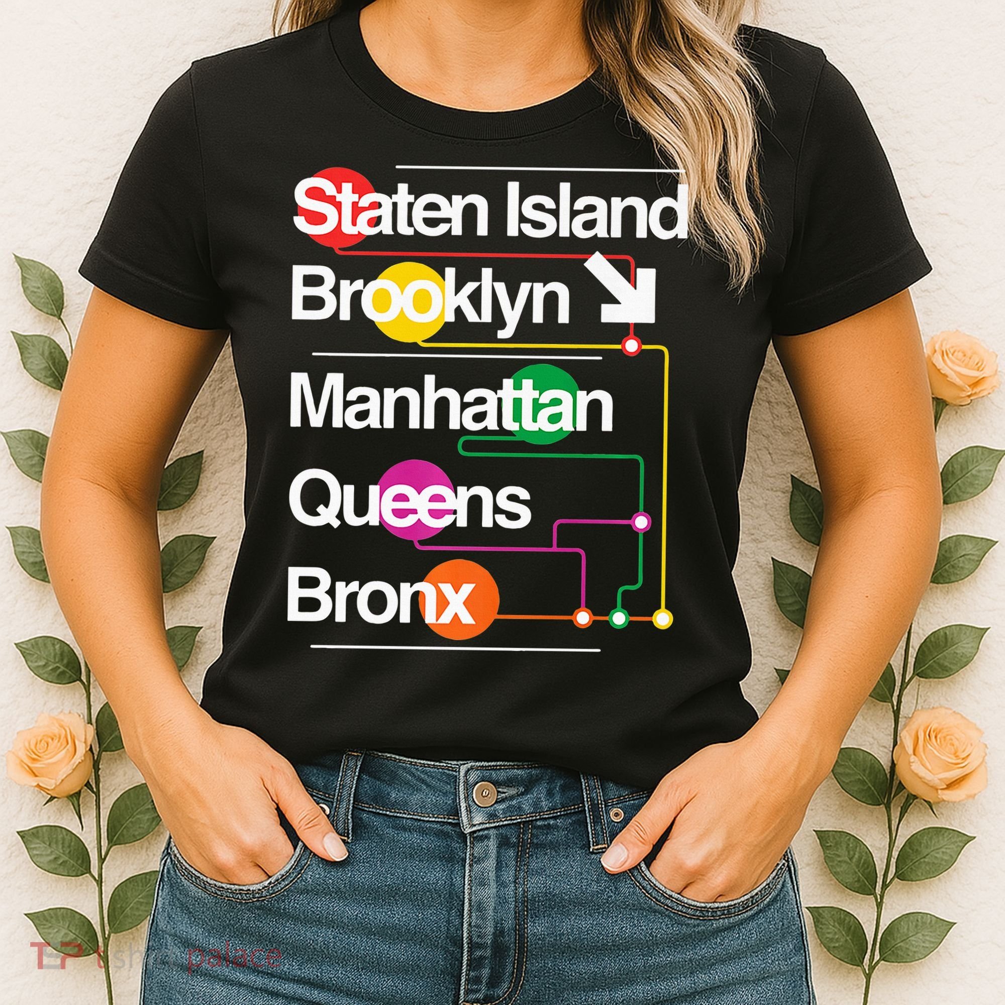 The Big Apple New York City Five Boroughs Nyc S.U.B.W.A.Y Map Women's T-Shirt
