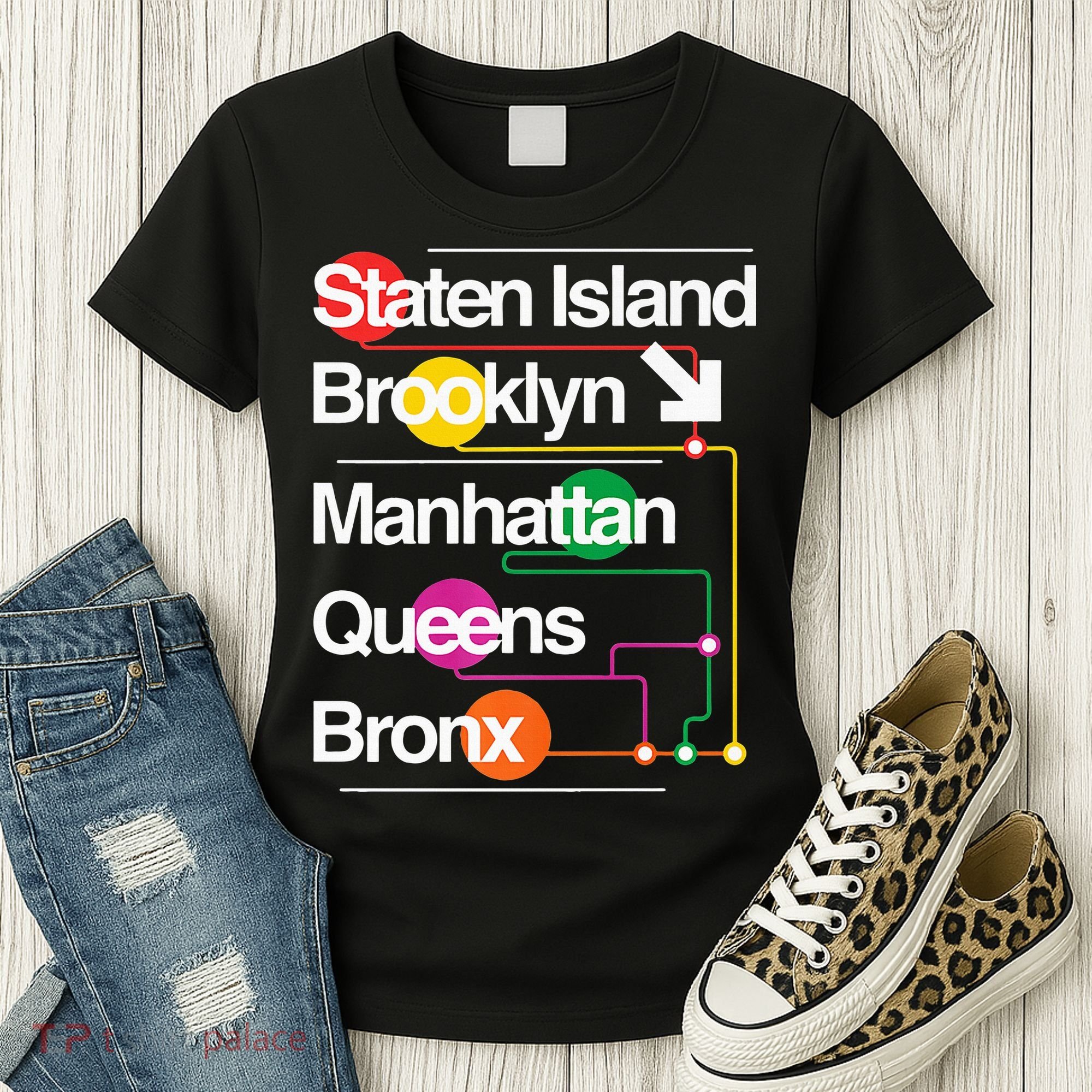 The Big Apple New York City Five Boroughs Nyc S.U.B.W.A.Y Map Women's T-Shirt