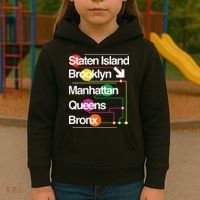 The Big Apple New York City Five Boroughs Nyc S.U.B.W.A.Y Map Kids Hoodie thumb 3