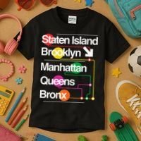 The Big Apple New York City Five Boroughs Nyc S.U.B.W.A.Y Map Kids T-Shirt thumb 3