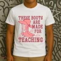 These Boots Are Made For Teaching Boho Western Teacher T-Shirt thumb 3