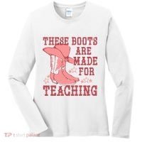 These Boots Are Made For Teaching Boho Western Teacher Women's Long Sleeve Shirt thumb 0