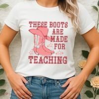 These Boots Are Made For Teaching Boho Western Teacher Women's T-Shirt thumb 2