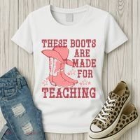 These Boots Are Made For Teaching Boho Western Teacher Women's T-Shirt thumb 3