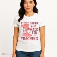 These Boots Are Made For Teaching Boho Western Teacher Women's T-Shirt thumb 4