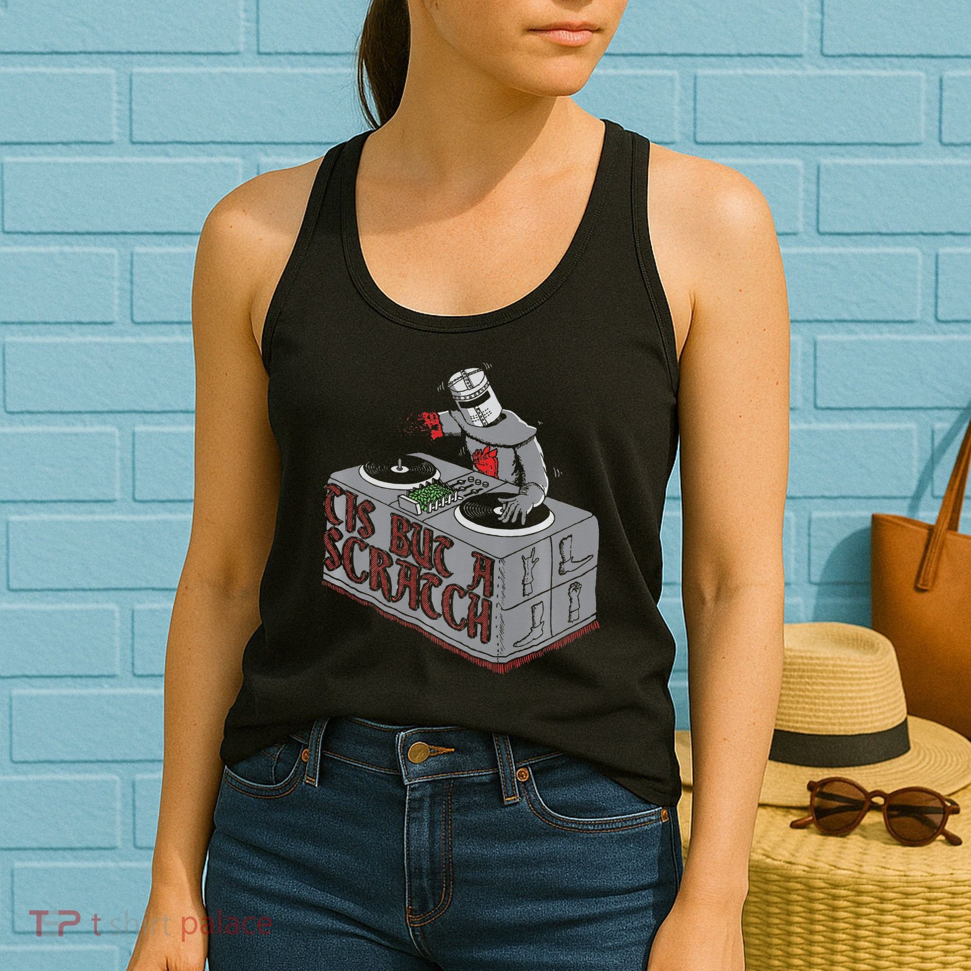 Tis But A Scratch Dj Knight Non Shall Drop The Beat Women's Tank Top