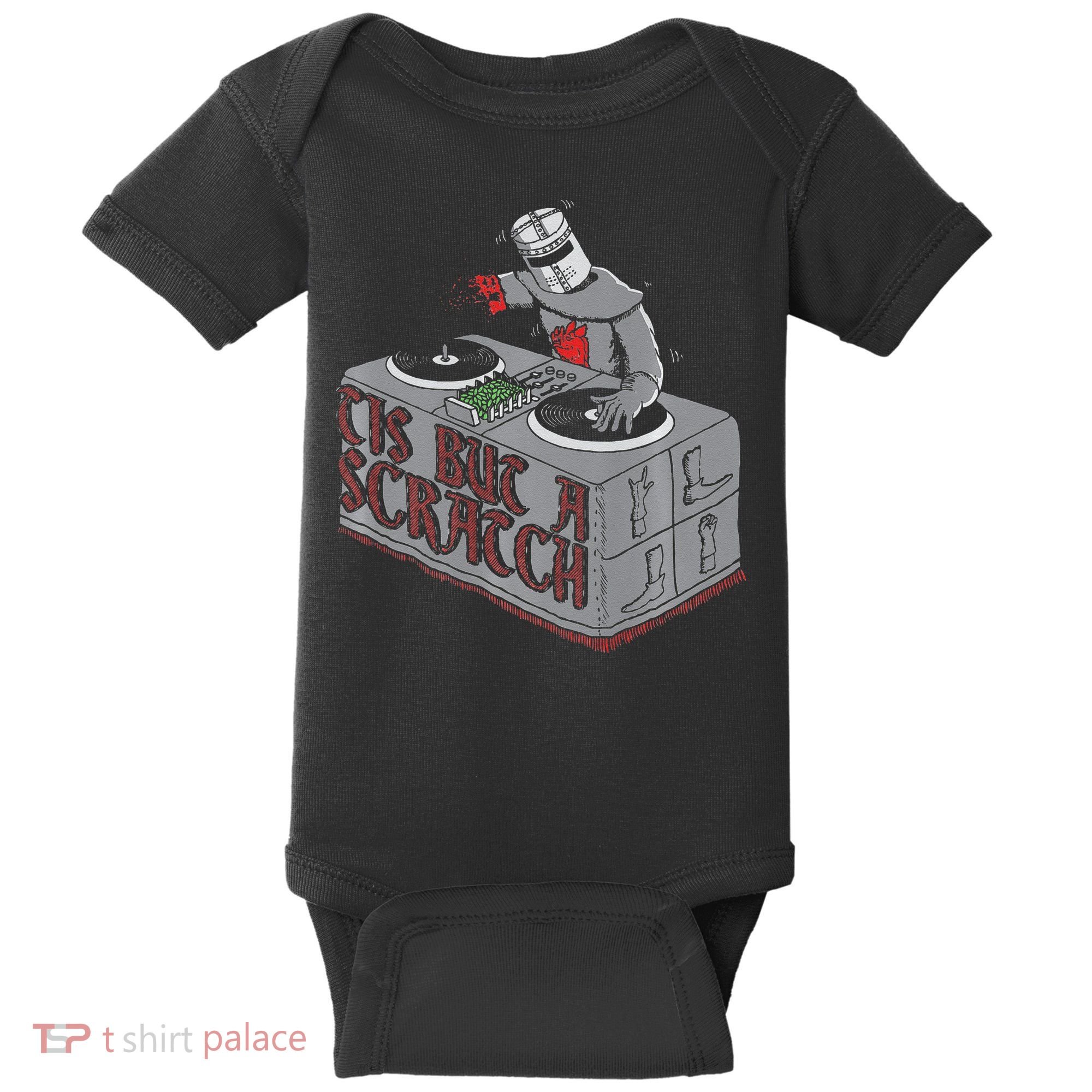 Tis But A Scratch Dj Knight Non Shall Drop The Beat Baby Bodysuit