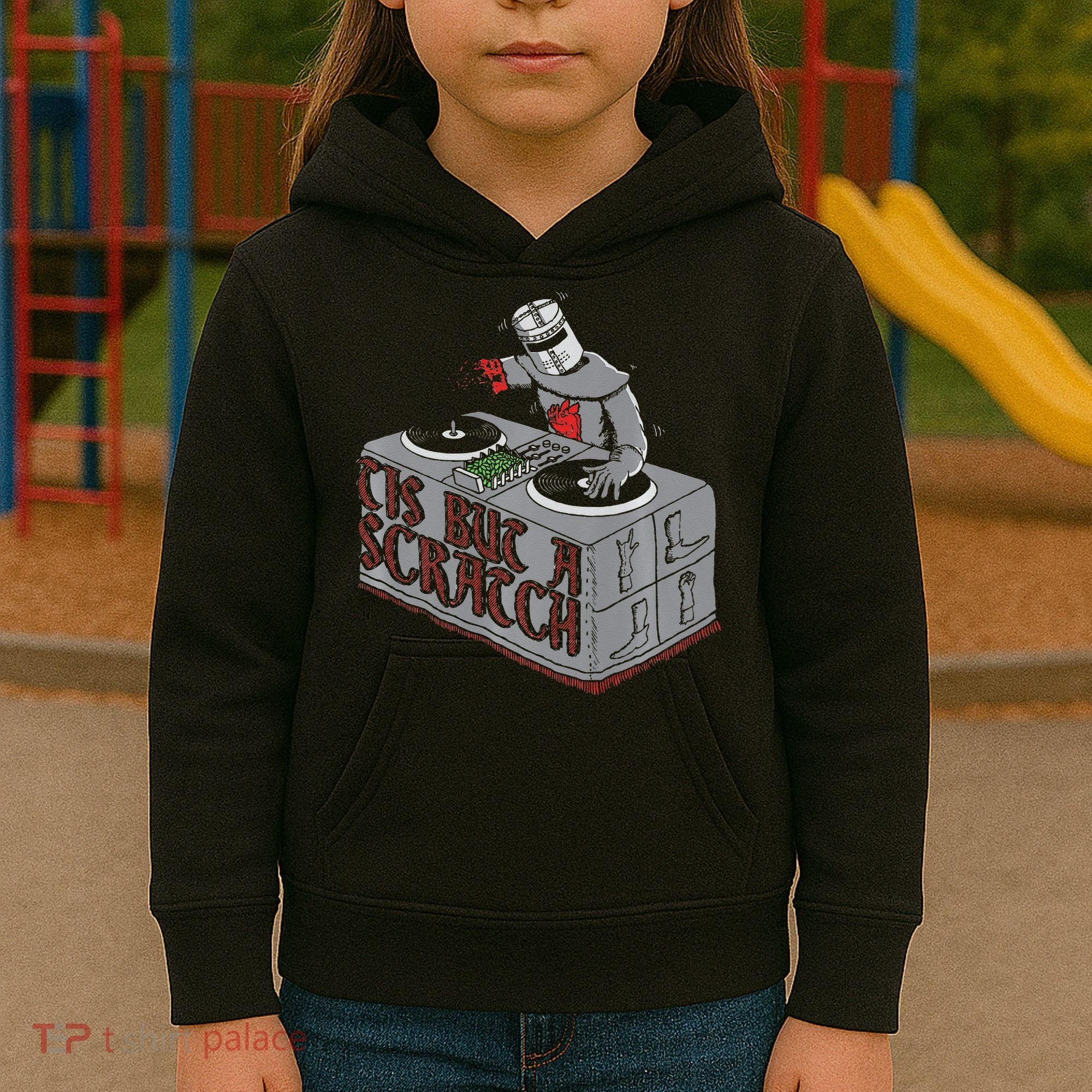 Tis But A Scratch Dj Knight Non Shall Drop The Beat Kids Hoodie