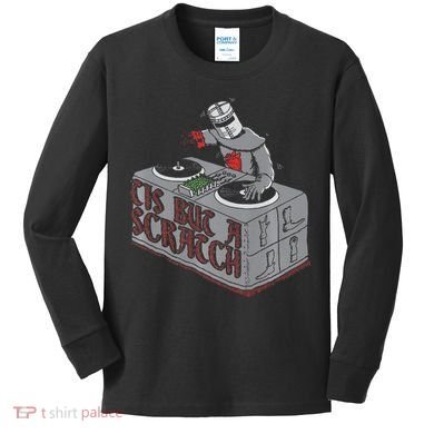 Tis But A Scratch Dj Knight Non Shall Drop The Beat Kids Long Sleeve Shirt
