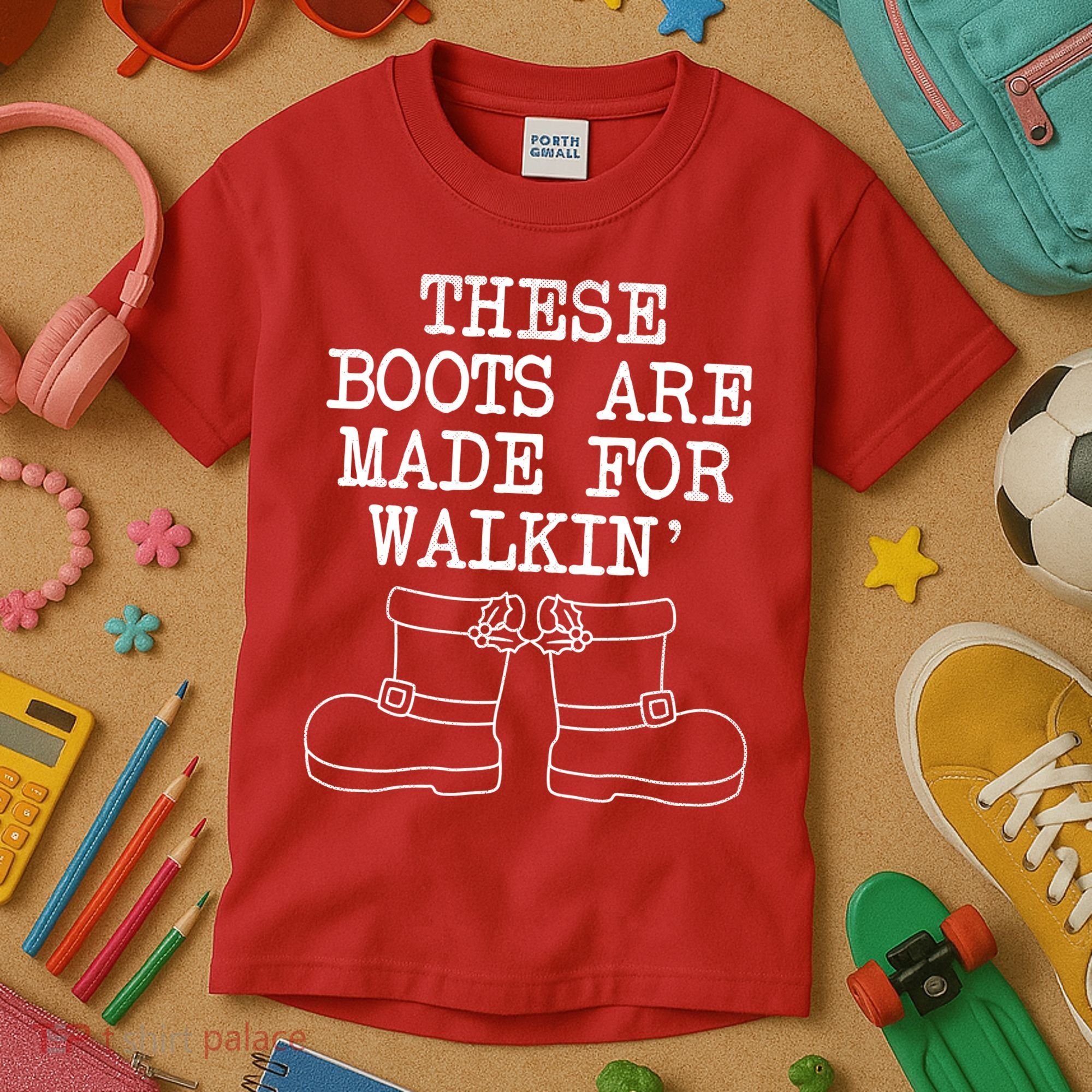 These Boots Are Made For Walkin Christmas Kids T-Shirt