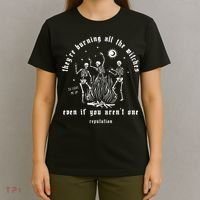 Theyre Burning All The Witches Halloween Skeleton Dancing T-Shirt thumb 4