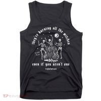 Theyre Burning All The Witches Halloween Skeleton Dancing Tank Top thumb 0