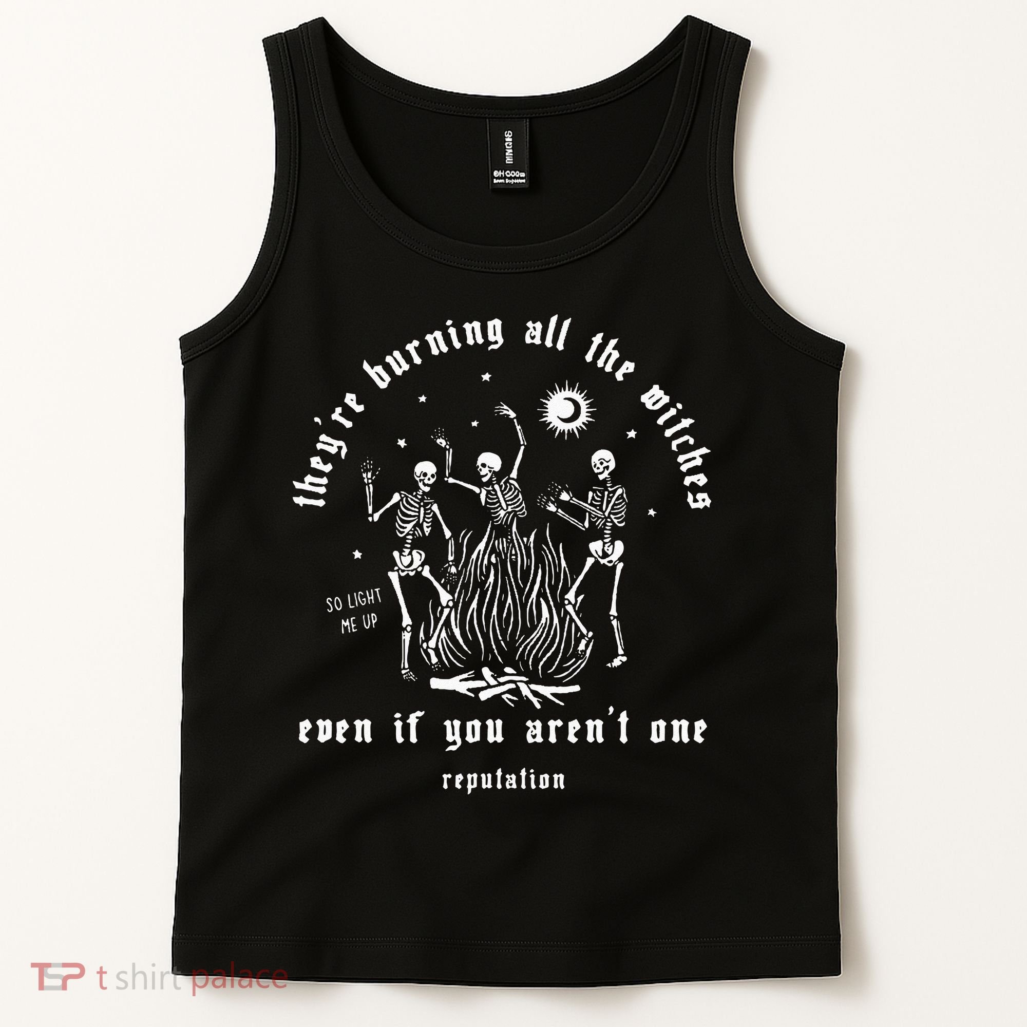 Theyre Burning All The Witches Halloween Skeleton Dancing Tank Top