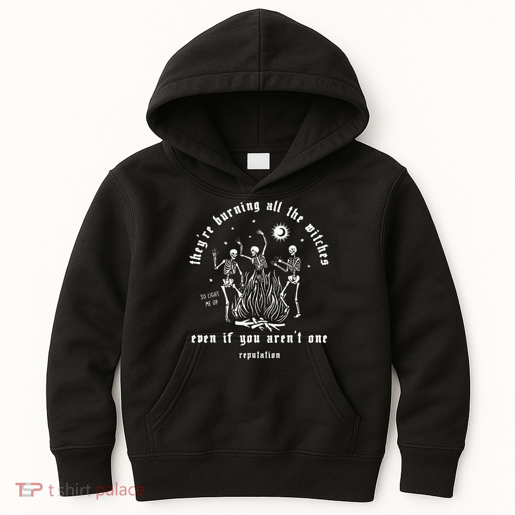 Theyre Burning All The Witches Halloween Skeleton Dancing Kids Hoodie