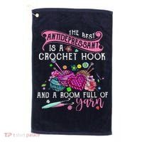 The Best Antidepressant Is A Crochet Hook Golf Towel thumb 0