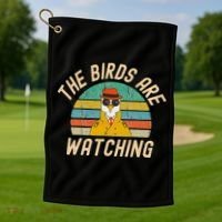 The Birds Are Watching Wake Up America Golf Towel thumb 1