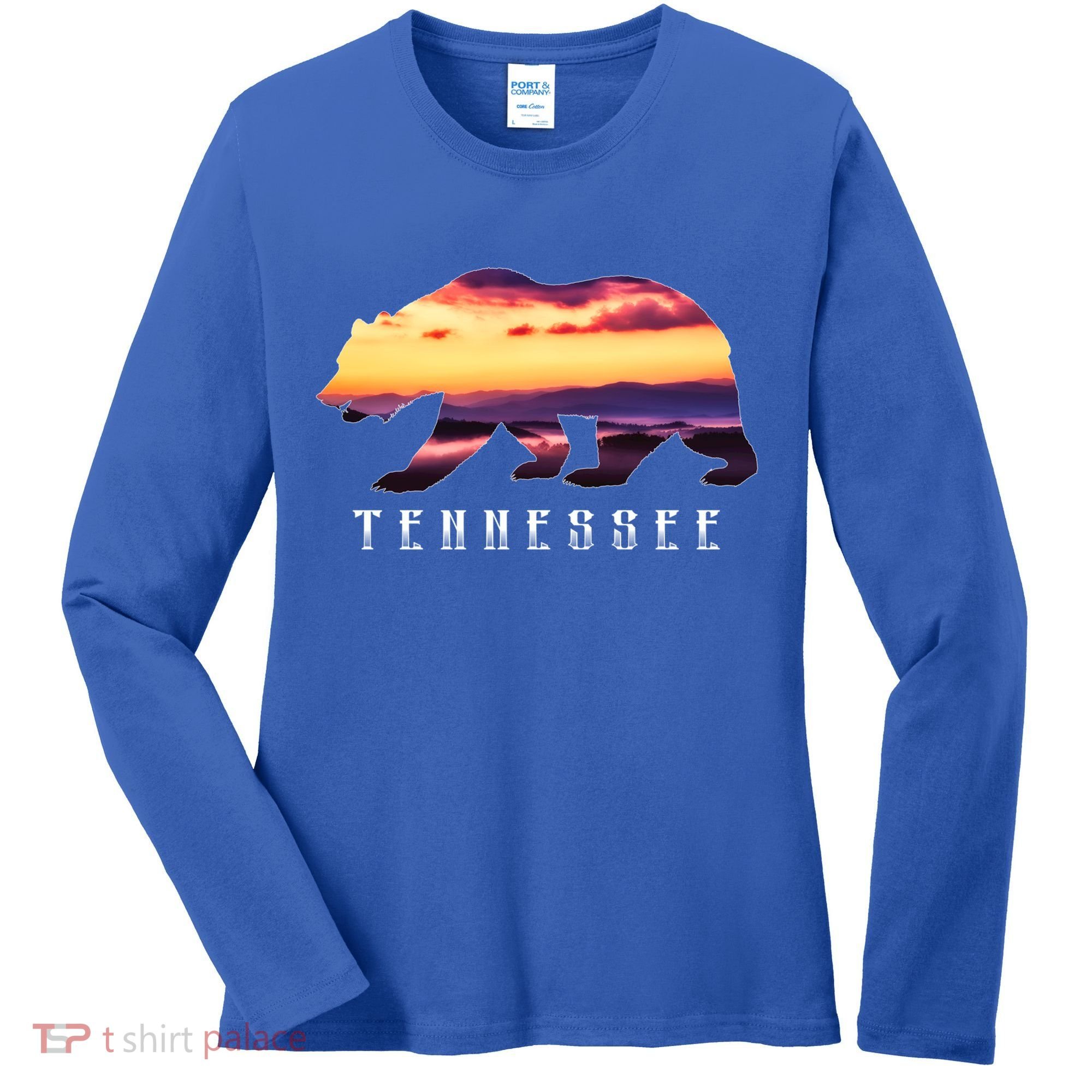Tennessee Bear And Great Smoky Mountains Park Image Souvenir Gift Women's Long Sleeve Shirt