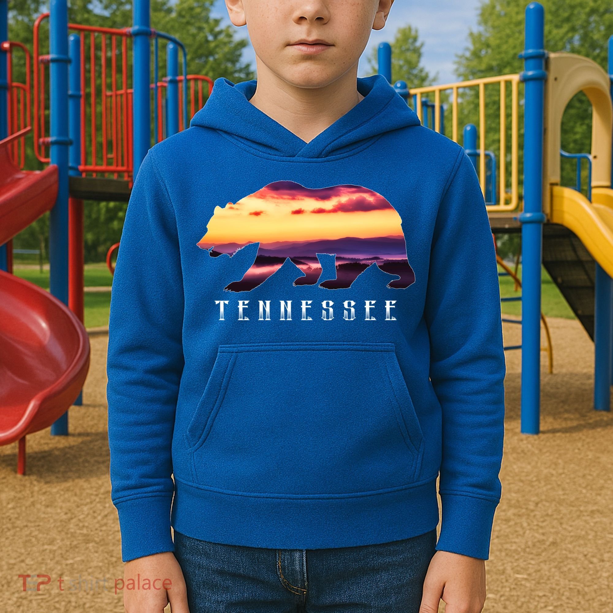 Tennessee Bear And Great Smoky Mountains Park Image Souvenir Gift Kids Hoodie