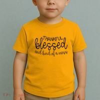 Thankful Blessed And Kind Of A Mess Funny Toddler T-Shirt thumb 2