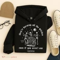 TheyRe Burning All The Witches Halloween Skeleton Dancing Hoodie thumb 4