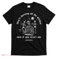 TheyRe Burning All The Witches Halloween Skeleton Dancing T-Shirt thumb 0