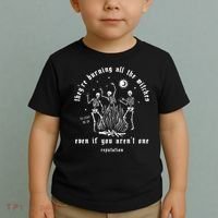 TheyRe Burning All The Witches Halloween Skeleton Dancing Toddler T-Shirt thumb 2