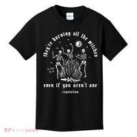 TheyRe Burning All The Witches Halloween Skeleton Dancing Kids T-Shirt thumb 0