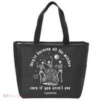 TheyRe Burning All The Witches Halloween Skeleton Dancing Tote Bag thumb 0