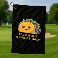 Taco Bout A Great Dad! Funny Dad Joke Golf Towel thumb 1